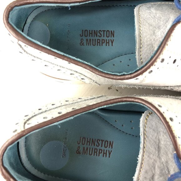 Johnston & Murphy Men\'s Size 9.5M Watkins Blue Leather Wingtip Oxford Dress Shoe